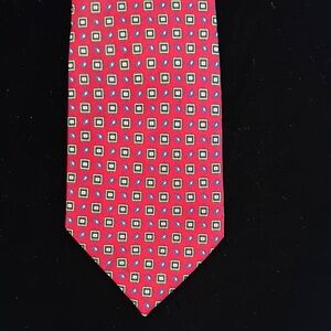 Vibrant Red and Green Silk Geometric Tie